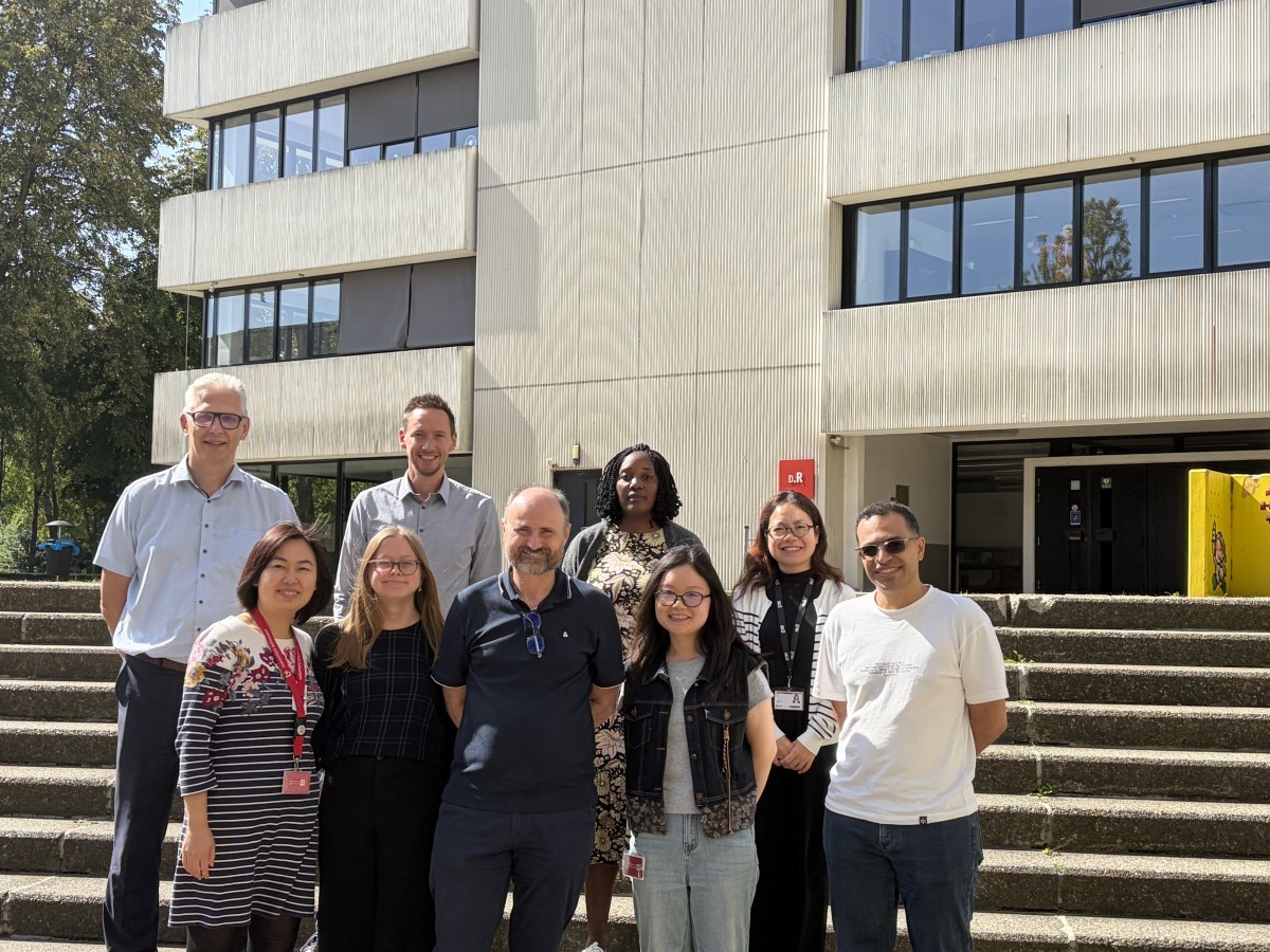 The CHERMID-team includes Dr. Xiao Li, Julia Lynn, Prof. Dr. Philippe Beutels, Dr Zhuxin Mao, Reza Rahmanian Haghighi (front row), Prof. dr. Niel Hens, Prof. dr. Lander Willem, Jane Phiry and Dr. My Ha. Not on this picture: Prof. Dr. Benson Ogunjimi, Prof. Dr. Joke Bilcke, Dr. Hajar Besbassi, Regina Manansala, Ze Liu and several PhD students. © Chermid